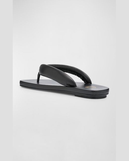Dries Van Noten Black Padded Leather Thong Sandals for men