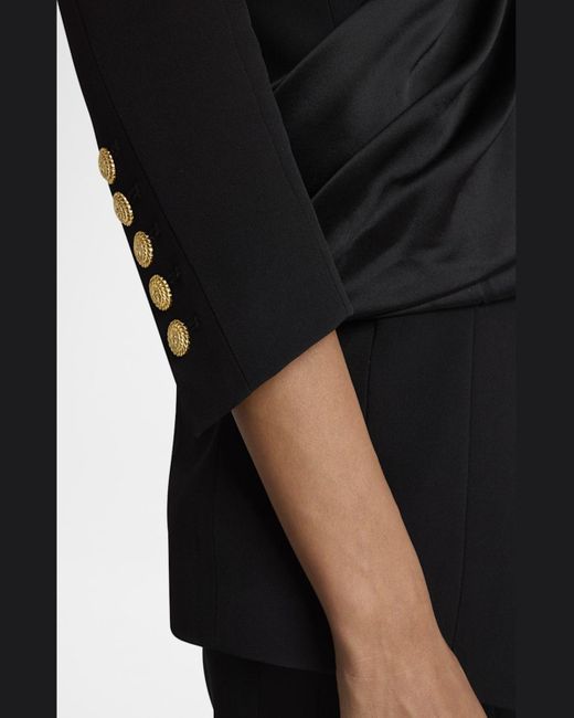 Balmain Black Asymmetric Pagoda Tailored Top
