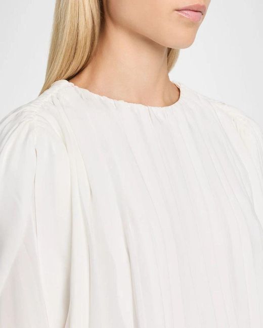 Jonathan Simkhai White Frida Pleated Blouse