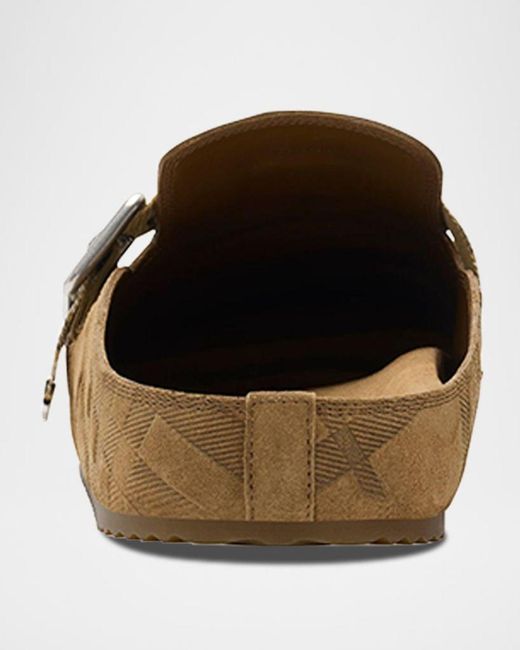 Burberry Brown Apos;S Urchin Suede Check-Embossed Clogs for men