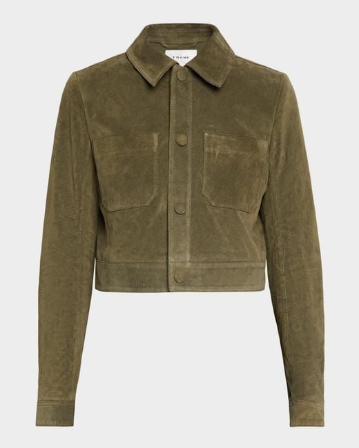 FRAME Green The Small Suede Jacket