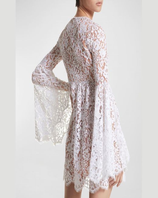 Michael Kors White Flare Sleeve Lace Mini Dress