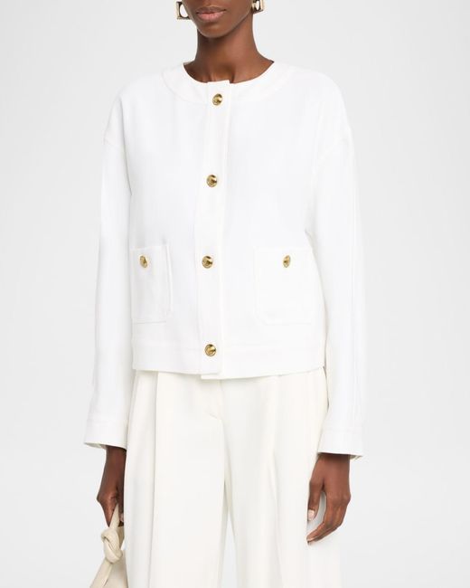 Max Mara White Kiwi Button-Down Cotton Jacket