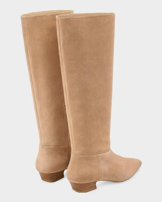 Stuart Weitzman White Stassi Suede Knee-High Boots