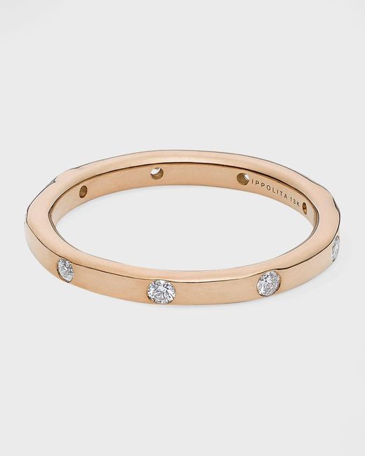 Ippolita White Stardust 18k Rose Gold All-around Diamond Thin Band Ring, Size 7