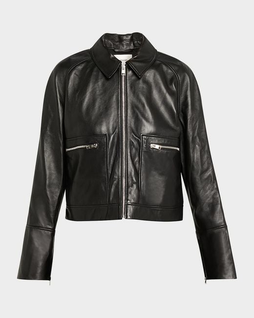 FRAME Black The Leather Zip Jacket