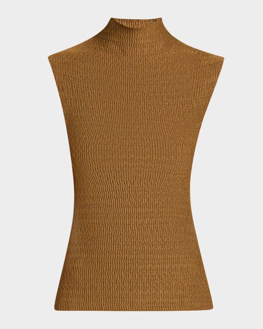 A.L.C. Brown Jada Mock-Neck Top