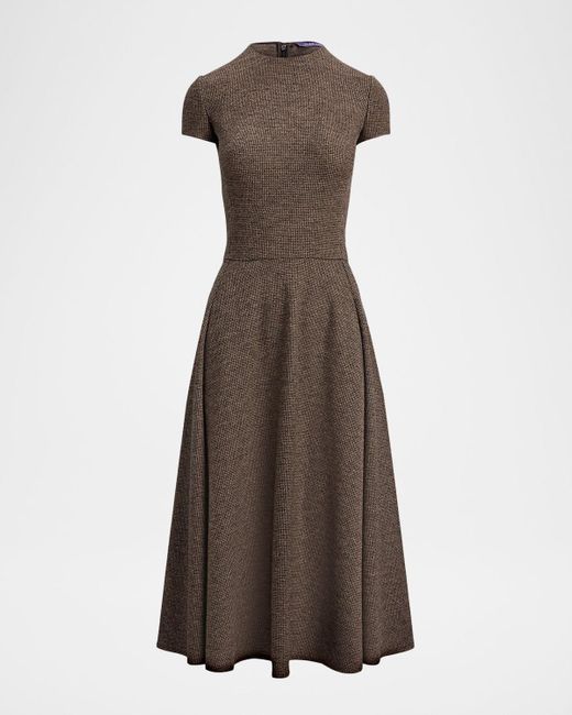 Ralph Lauren Margaret Tickweave Jersey Short-Sleeve Midi Dress in