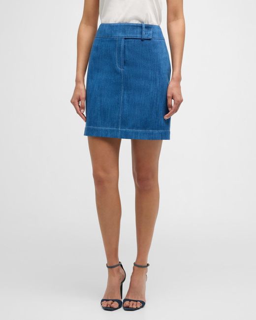 Akris Punto Blue Low-Waist Washed Denim Mini Skirt
