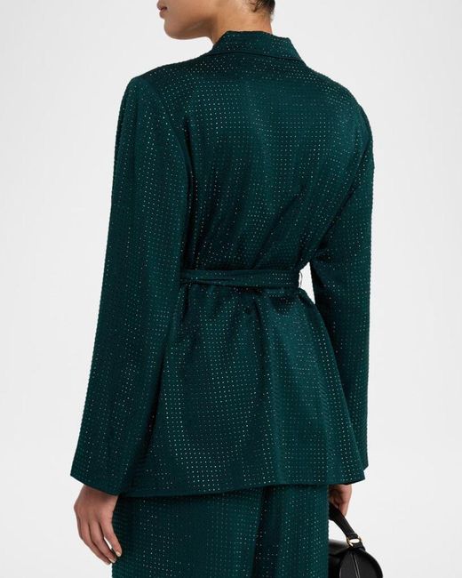 Emanuel Ungaro Blue Rhinestone Wrap-Front Jacket