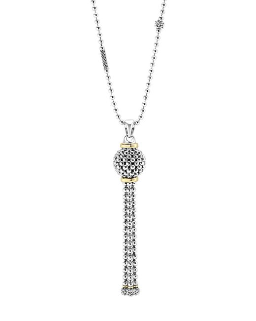 Lagos Metallic Caviar Tassel Sterling Silver Pendant Necklace With 18k Gold