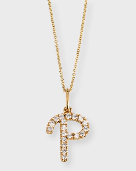 Sydney Evan Metallic 14k Diamond Pave Initial Necklace