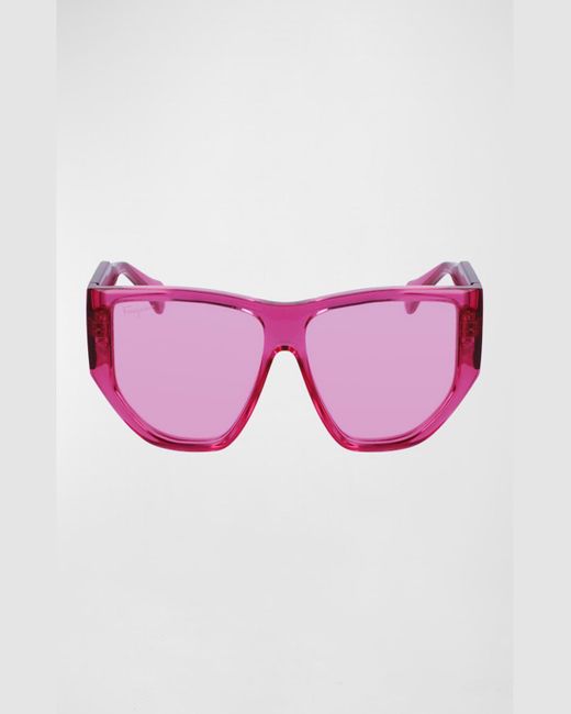 Ferragamo Pink Capsule Gancini Rectangle Sunglasses for men