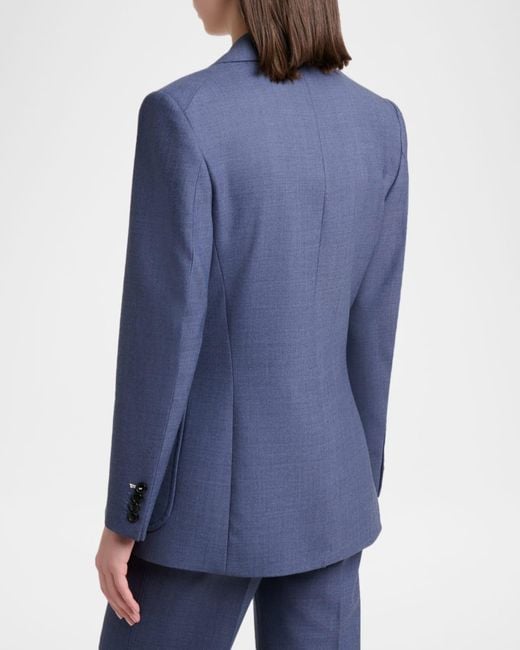 Victoria Beckham Blue Stretch-Wool Patch-Pocket Jacket