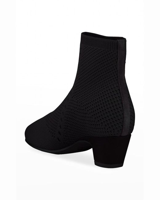 Eileen Fisher Black Purl Stretch-Knit Fabric Booties