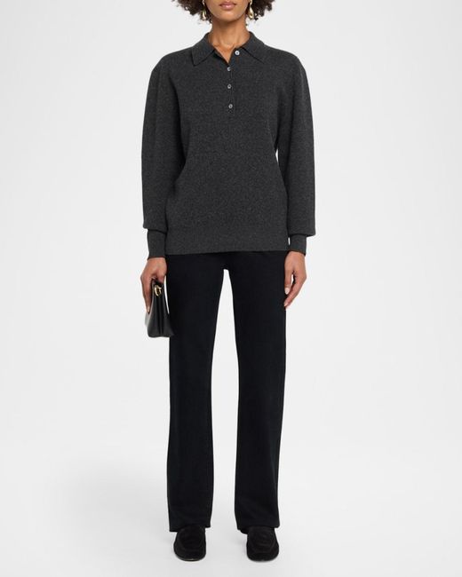 Rohe Black Wool-Blend Polo Sweater