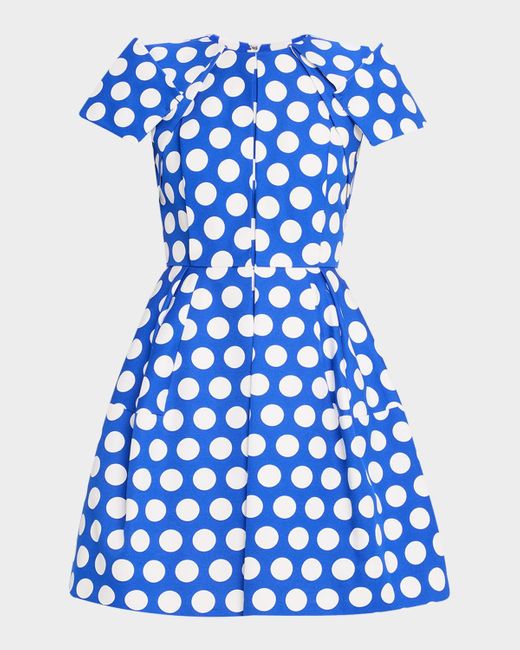 Dice Kayek Women's Blue Signature Pleated Polka-Dot Dress