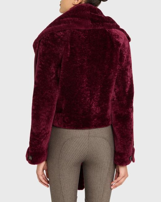 Burberry Red Lamb Shearling Single-Breasted Jacket