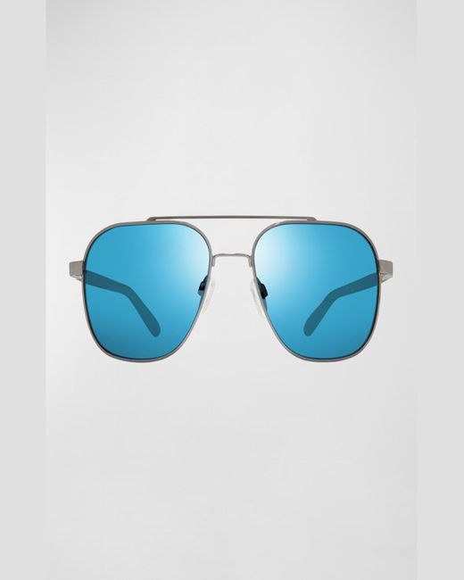 Revo Blue Harrison Metal/acetate Aviator Sunglasses for men
