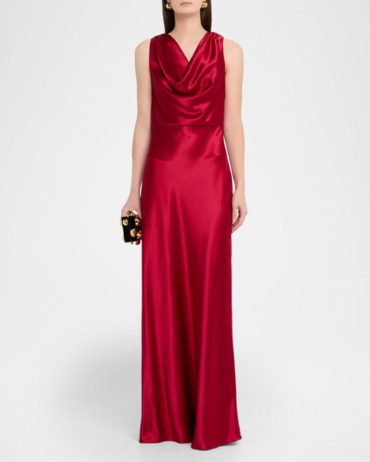 MILLY Red Elsa Satin Cowl