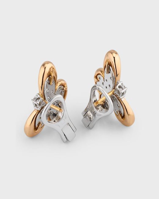 Staurino White 18k Rose Gold Diamond Butterfly Earrings