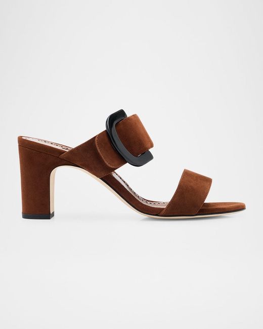 Manolo Blahnik Brown Betimusa Suede Mule Sandals