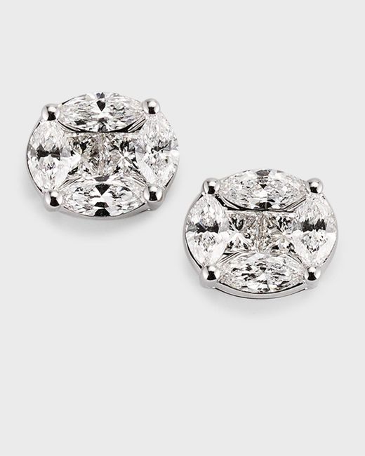 Zydo Metallic 18k White Gold Diamond Stud Earrings