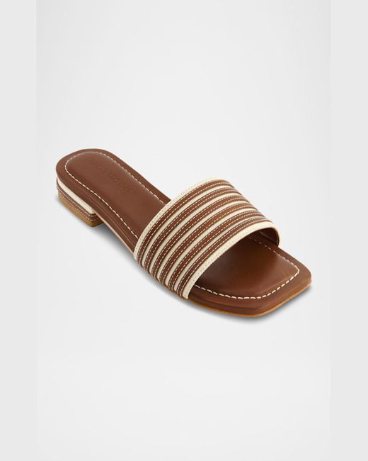 Bernardo White Myko Bicolor Flat Slide Sandals