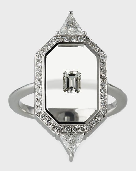 Nikos Koulis Metallic Universe Line 18k White Gold Mixed-diamond Ring, Size 6.75