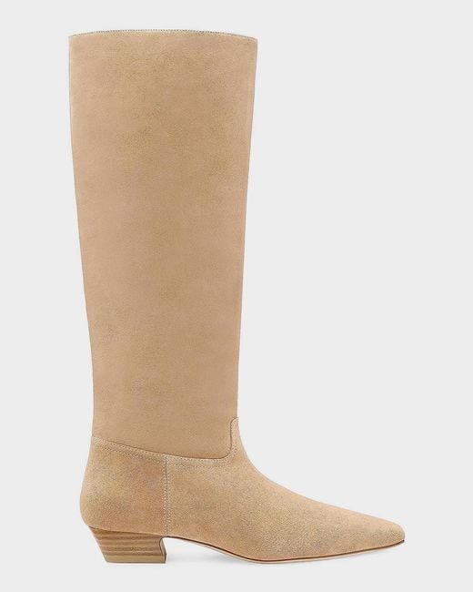 Stuart Weitzman White Stassi Suede Knee-High Boots