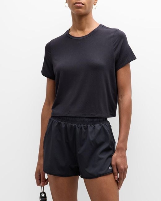 Alo Yoga Blue All Day Cropped Short-Sleeve T-Shirt