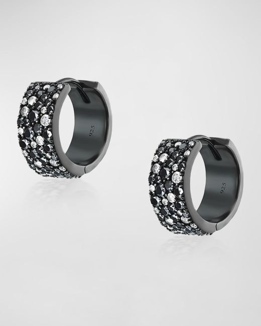 Sheryl Lowe Metallic Cobblestone Black And White Diamond Huggie Earrings