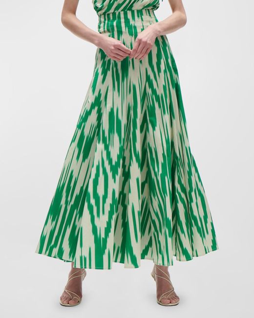 Figue Green Hayden Ikat-Print Maxi Skirt