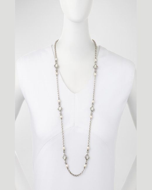 Konstantino Metallic Pearl & Mother-of-pearl Long Necklace