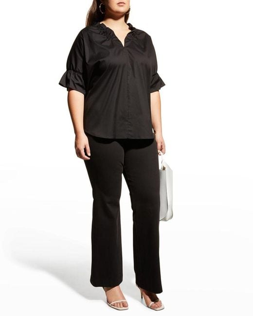 Finley Black Plus Size Crosby Solid Ruffle Shirt