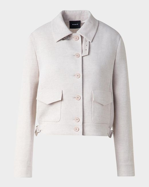 Akris Gray Peer Twisted Linen Double-Face Jacket