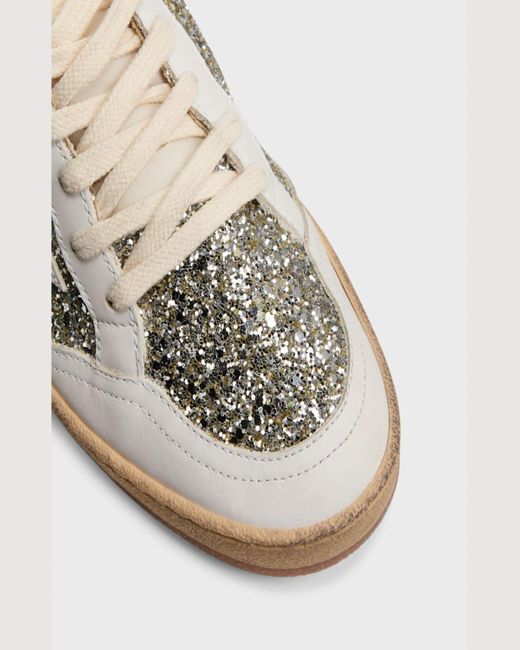 Golden Goose Deluxe Brand White Ballstar Glitter Leather Low-top Sneakers