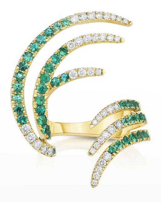 Fern Freeman Jewelry Multicolor 18k Emerald And Diamond Open Wing Ring