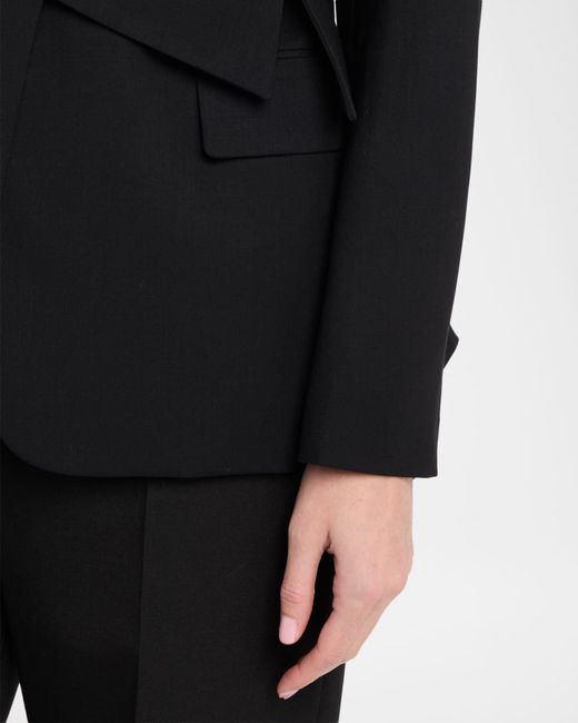 Twp Black After Five Collarless Wool Suiting Blazer
