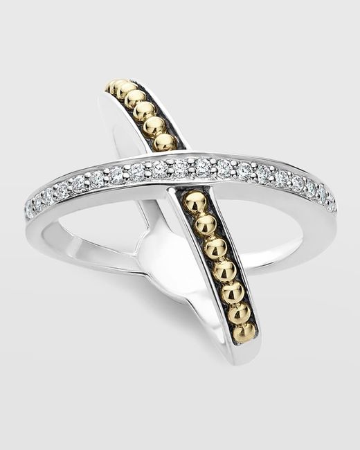 Lagos Metallic Ksl Diamond X Ring, Size 7