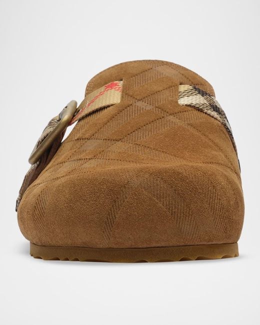 Burberry Brown Urchin Shearling-Lined Suede Clogs