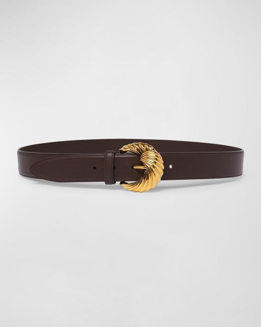 Etro Gray Textured Buckle Brass & Leather Belt