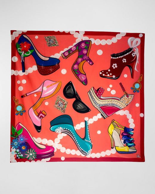 Mila & Such Red Fabulous In Heels Graphic-print Scarf