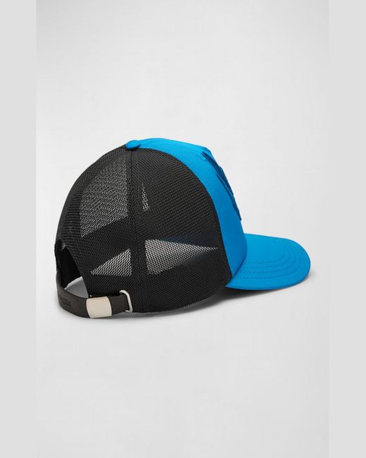 Alexander McQueen Blue Warped Logo Trucker Hat for men