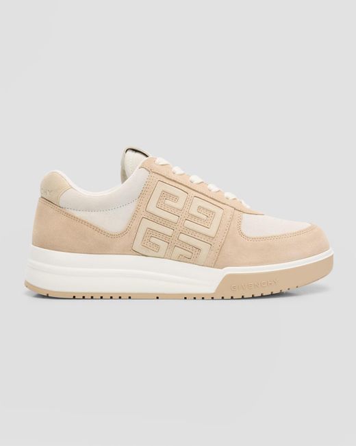 Givenchy Natural G4 Mixed Leather Low-Top Sneakers