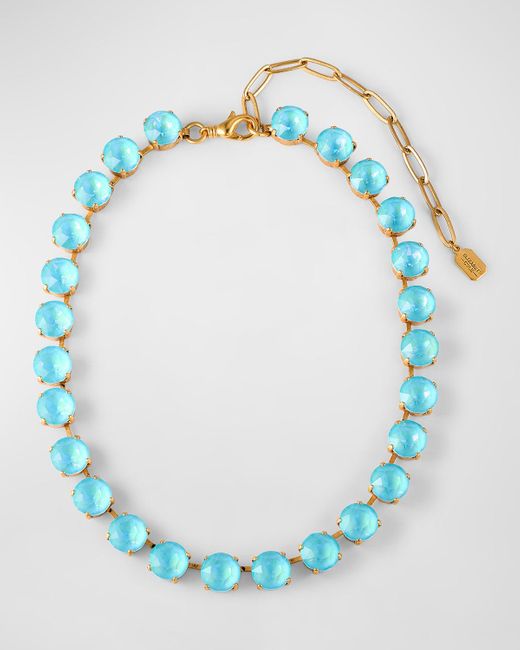 Elizabeth Cole Blue 24K-Plated Colette Crystal Necklace