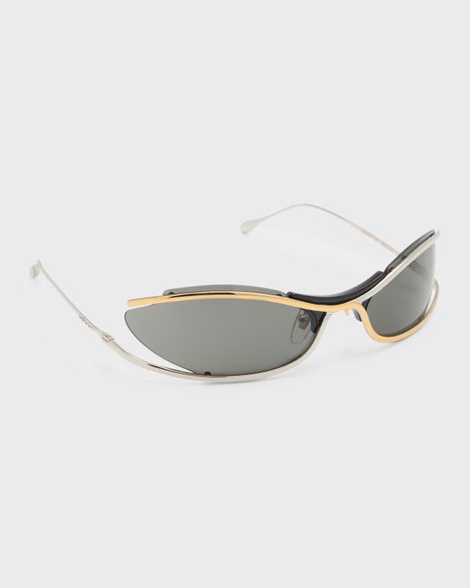 Gucci Multicolor Two-tone Metal Oval Sunglasses for men
