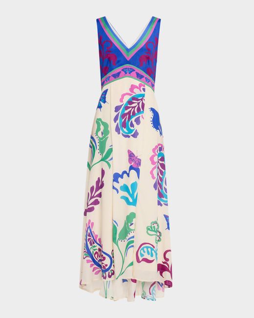Johnny Was Lottie Sleeveless Floral-Print Maxi Dress in White | Lyst