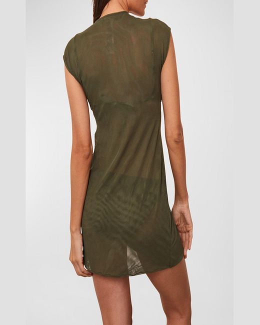 ViX Green Solid Sasha Mesh Mini Dress Coverup