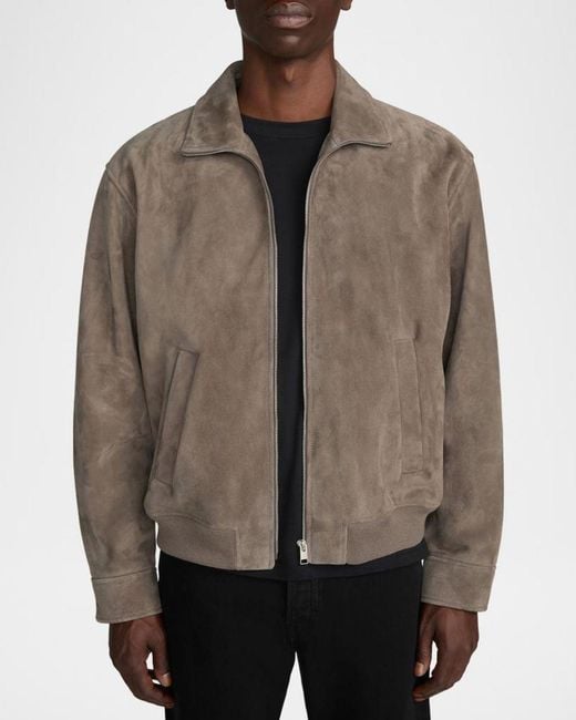 FRAME Brown Apos;S Suede Full-Zip Bomber Jacket for men